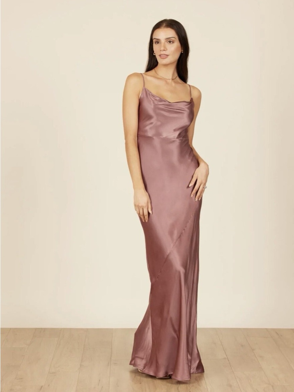 Park & Fifth Belmont Satin Maxi Dress in Mauve sz XS Bridesmaid Wedding Guest